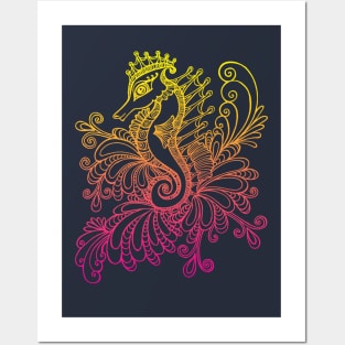 Sunset Seahorse Posters and Art